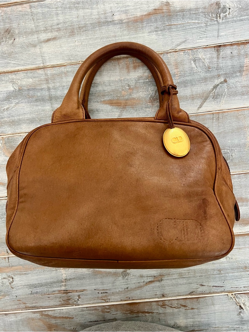 Vintage Christian Dior Brown Leather Handbag Made in Italy – CD Medallion